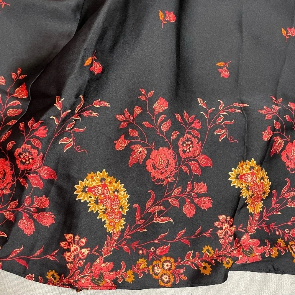 New Free People On My Own Floral Satin Black Dress Size XS